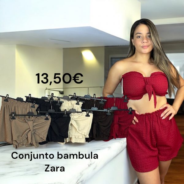 0106450 Conjunto short y top palabra de honor bambula
