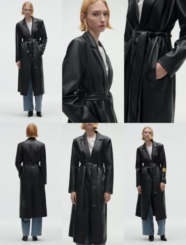 044430 gabardina polipiel larga con cinturón - Imagen 2