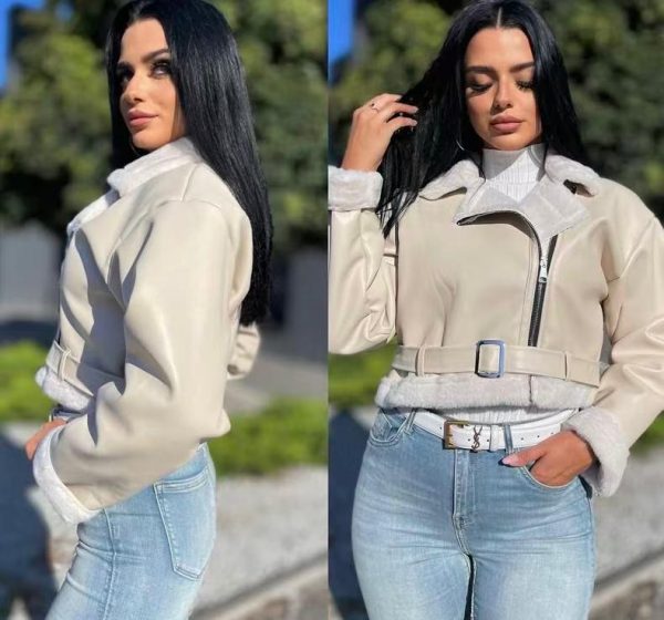 045850 chaqueta cuero de borrego zara - Imagen 2