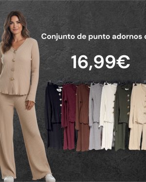037667-158290 conjunto de punto manga larga adornos de metal oro