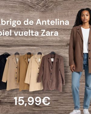 0433170 abrigo antelina piel vuelta  cierre de botones Zara