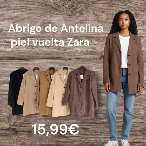 0433170 abrigo antelina piel vuelta  cierre de botones Zara