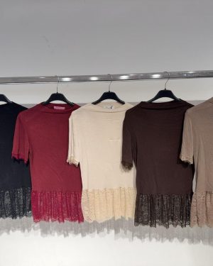 0603530 blusa de punto borde de encaje