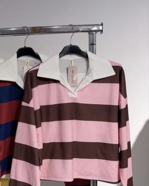 0114120 sudadera polo de rayas felpa