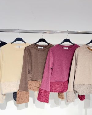 M60622 blusa de punto con borde de lana