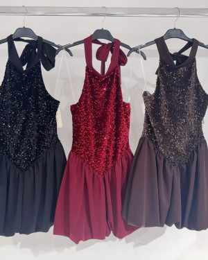 075690 vestido corto lentejuelas globo