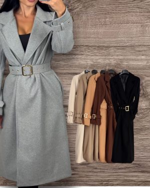 02511340 abrigo largo de paño con cinturón Zara