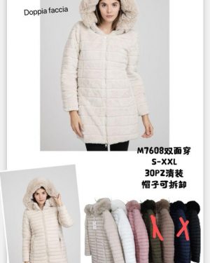 DM-7608-1 chaqueta de pelo larga reversible