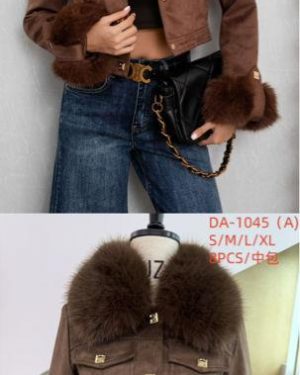 DA-1045 chaqueta antelina pelo en el cuello