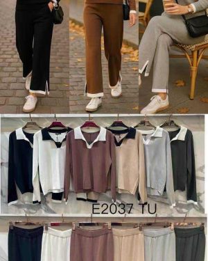 E2037 Conjunto de punto polo bicolor