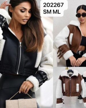 FL202267 Chaqueta polipiel con borrego