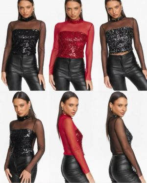 0377950 blusa de tul con lentejuelas