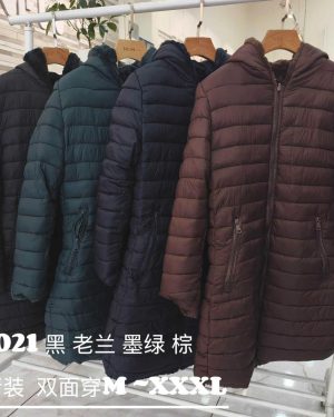 2021-A chaqueta de pelo larga reversible negra