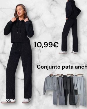 LLJ2338 conjunto pedrería sudadera bolsillo