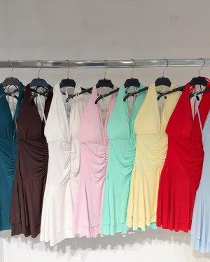 0467940 vestido fruncido escote V