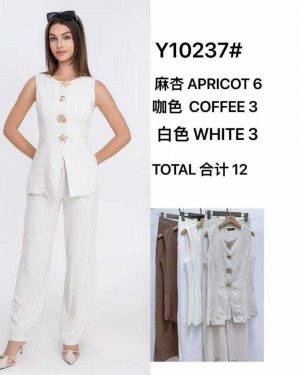 Y10237 Conjunto lino chaleco Zara