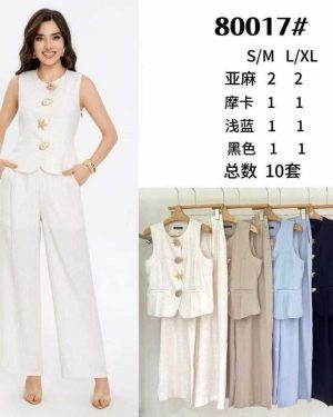 80017 Conjunto lino chaleco Zara