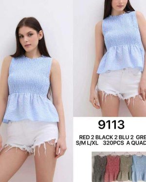 9113 Blusa panal de abeja cuadros