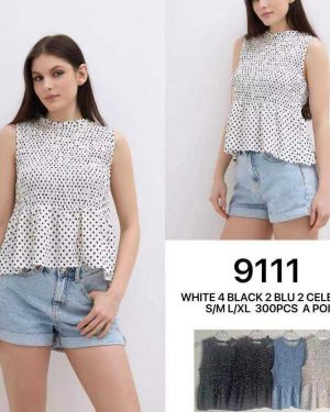 9111 Blusa panal de abeja lunares