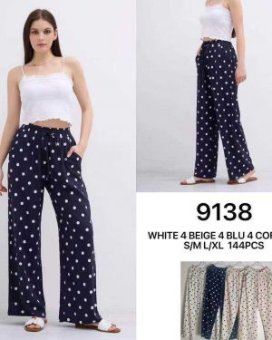 9138 Pantalón de lino lunares