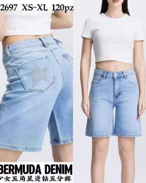 F2697 Bermuda Vaquera Bolsillo estrella