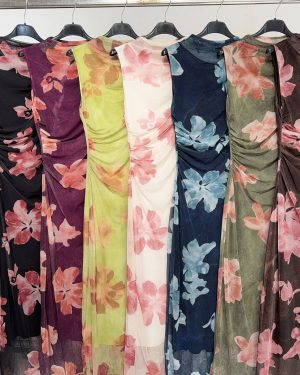 06471-10 Vestido gasa estampado con forro Zara