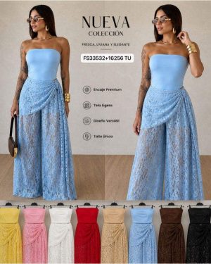 0335320 conjunto top pantalón de encaje
