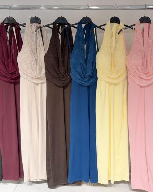 0119480 vestido drapeado encaje y licra fria