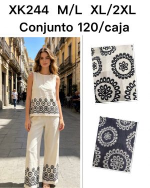 XK244 Conjunto borde estampado super precio