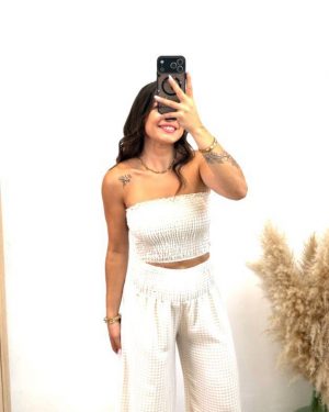 0267401 Conjunto Vichy top panal de abeja