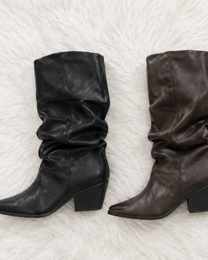 X9542-02  Bota fruncida tacón bajo