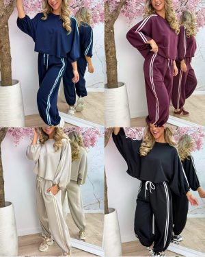0275890 Conjunto sudadera puño rayas