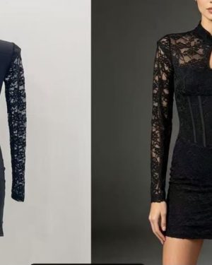 0125390 Vestido corto encaje Zara