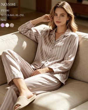 S181 Pijama rayas seda