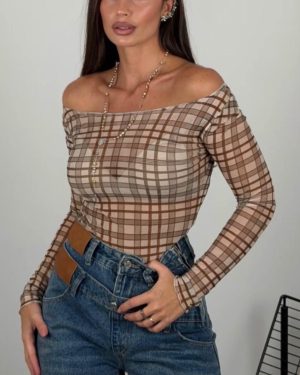 0393330 Camiseta gasa cuadros Zara