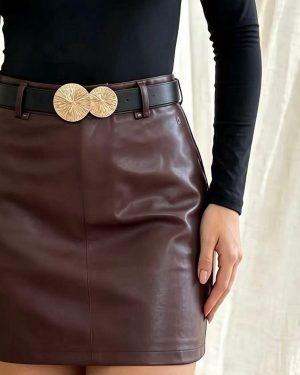 0680750 Falda polipiel cinturon Zara