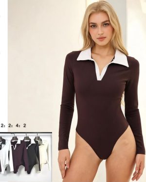 BZM607 Body con cuello bicolor