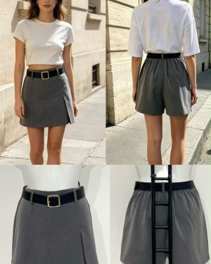 0145840 Falda pantalón con cinturón Zara