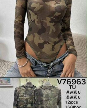 V76963 Body de tul camuflado