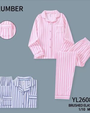 YL26083 Pijama rayas felpa