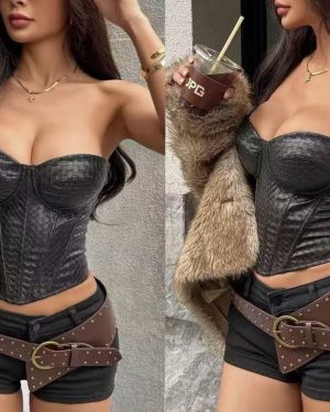 01120350 Top tipo corset cuero a Zara