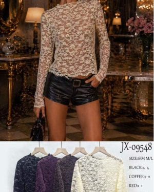 JX09548 Blusa tull encaje